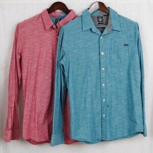Volcom Men's Set of 2 Long Sleeve Collared Shirts Size Large